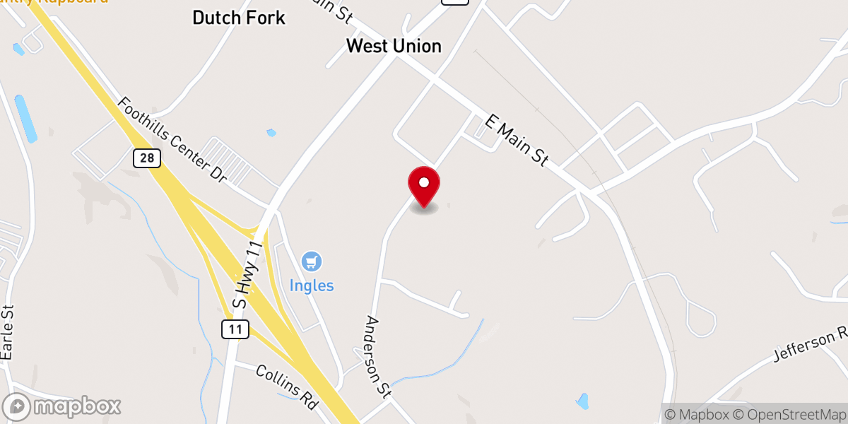 Map showing location of West Union Holiness Church