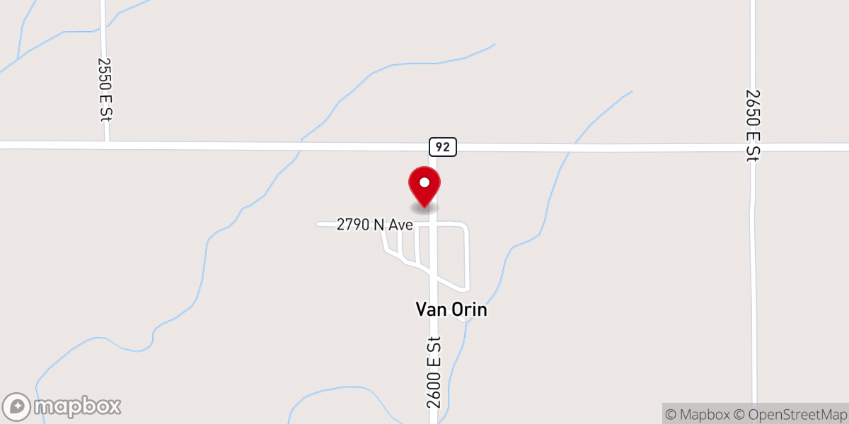 Map showing location of Van Orin Gospel Church
