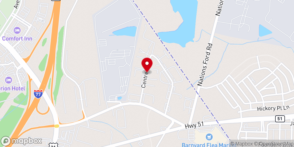 Map showing location of Fort Mill Freedom Christian Center