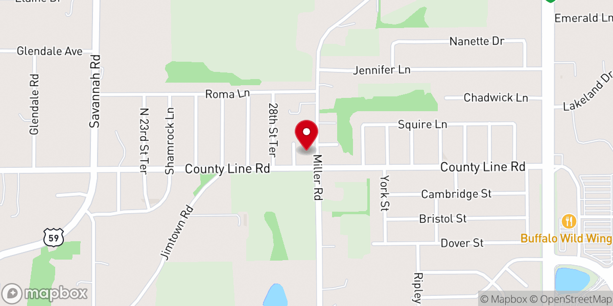 Map showing location of County Line Church of Christ