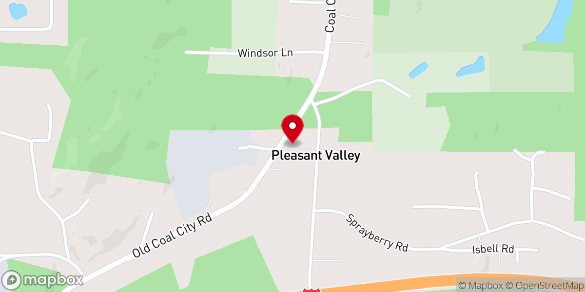 Map showing location of Pleasant Valley Church