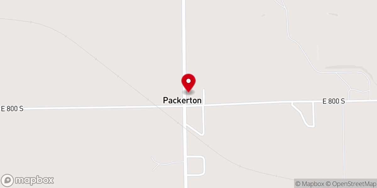 Map showing location of Packerton United Methodist Church