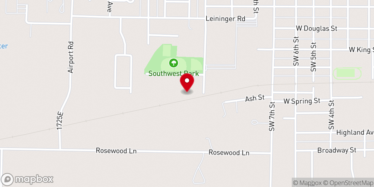 Map showing location of Midwest Food Bank