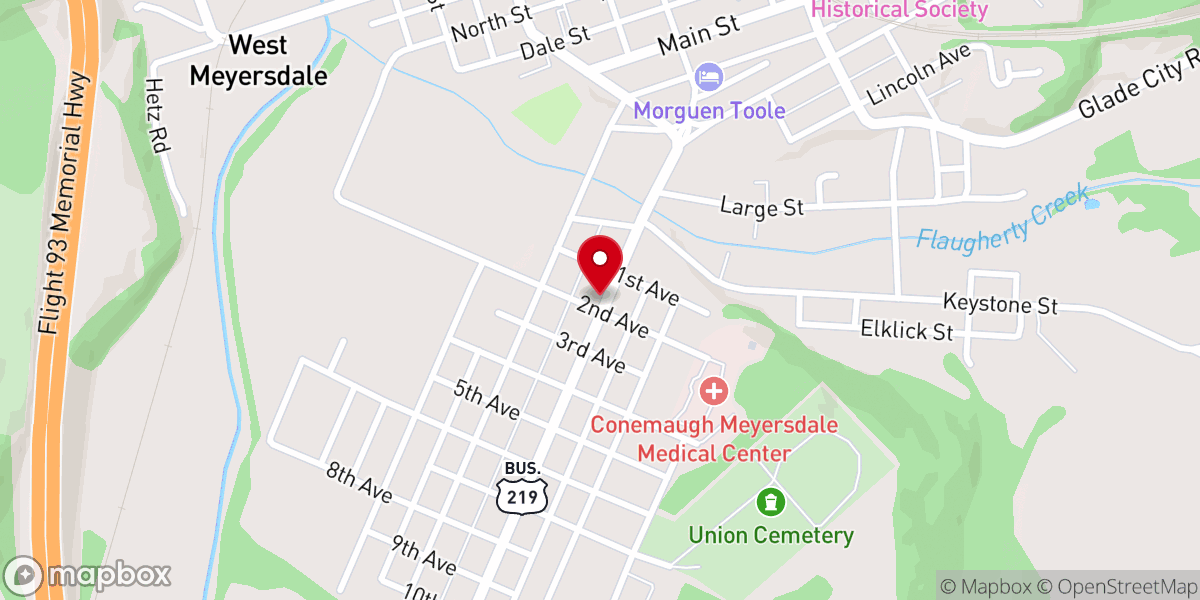 Map showing location of Meyersdale Grace Brethren Church