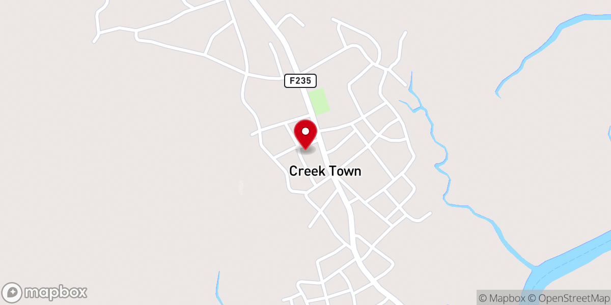 Map showing location of St. John's Church, Creek Town