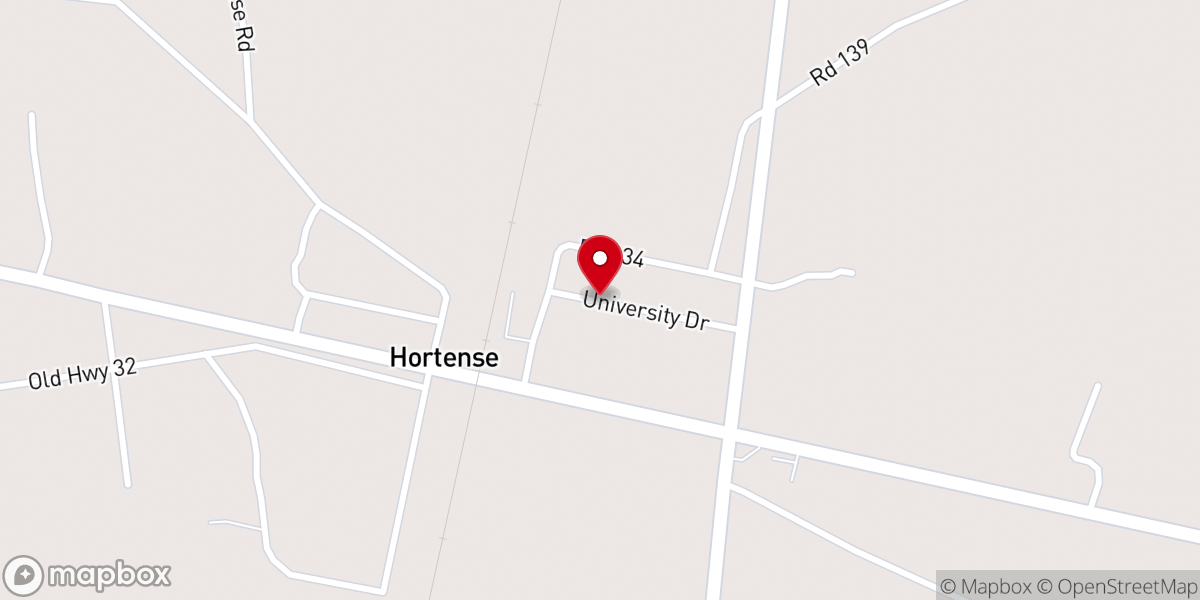 Map showing location of Hortense Wesleyan Church