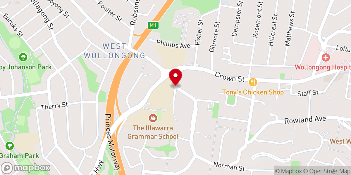 Map showing location of St Therese Catholic Church