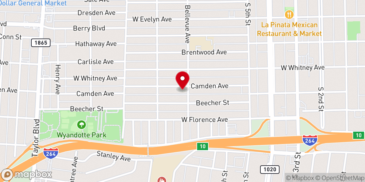 Map showing location of Southside Baptist Church