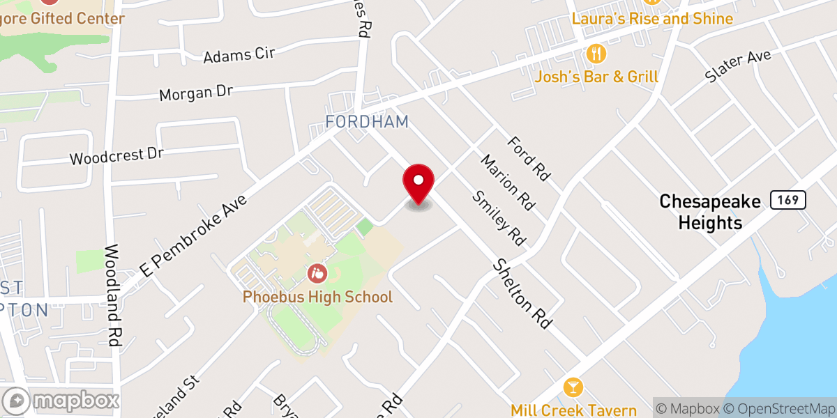 Map showing location of Victory Baptist Church