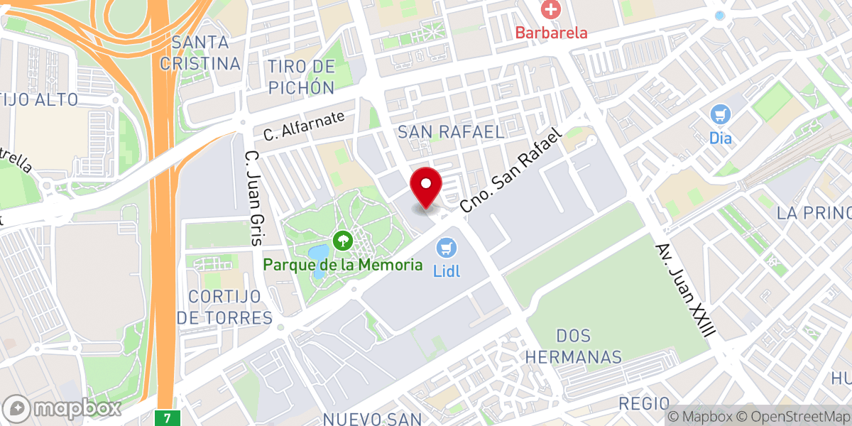Map showing location of Iglesia Evangélica Belén