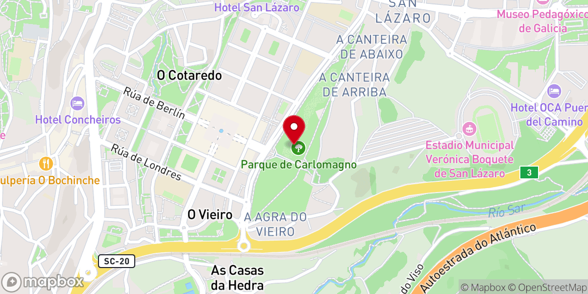 Map showing location of Parque de Carlomagno
