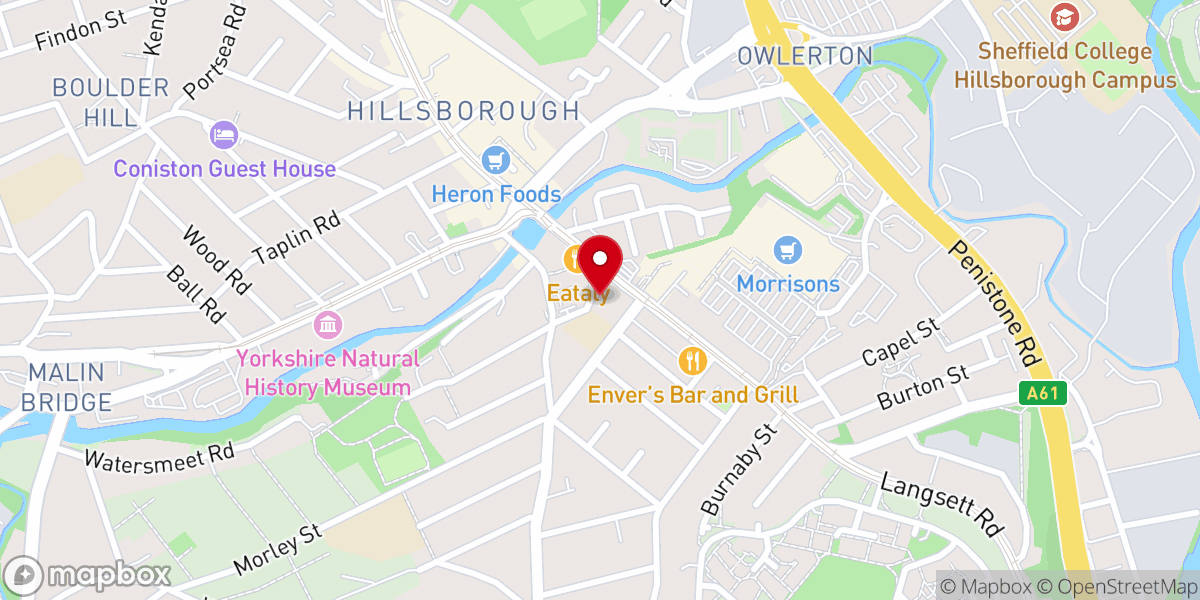 Map showing location of Sacred Heart Church, Hillsborough