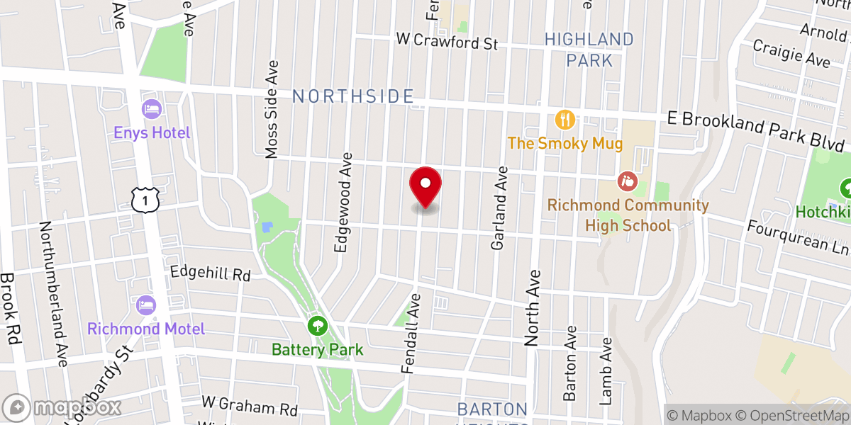Map showing location of Trinity Baptist Church