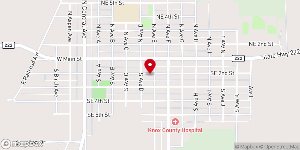 Map showing location of Knox City Church of Christ