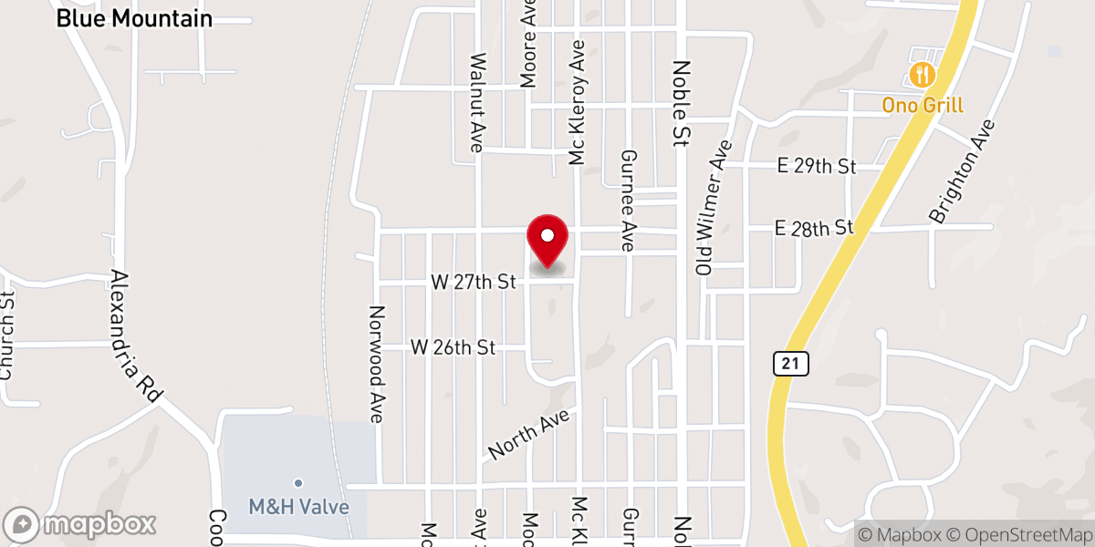 Map showing location of Rock of Ages Baptist Church