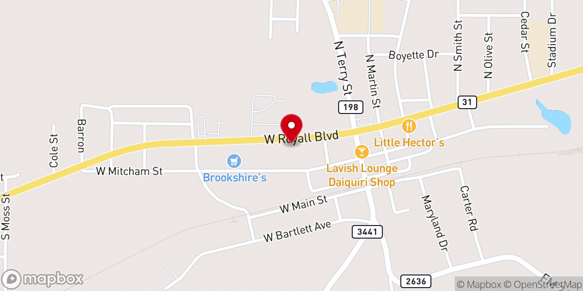 Map showing location of First Baptist Church Malakoff