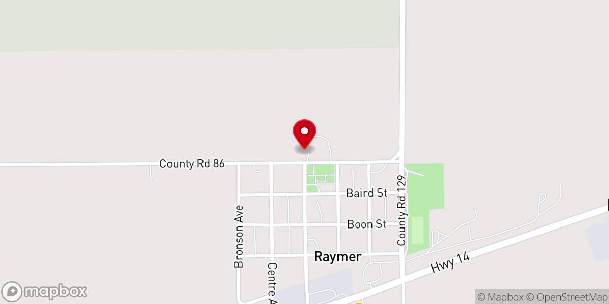 Map showing location of New Raymer Community Church