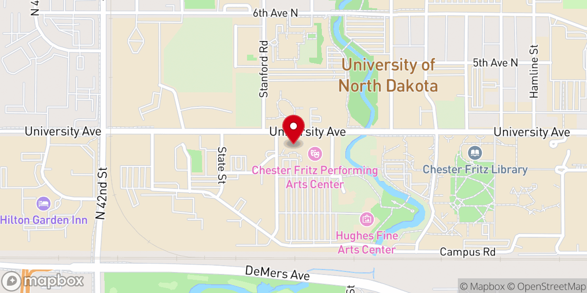Map showing location of Gorecki Alumni Center