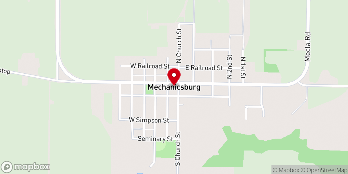 Map showing location of Mechanicsburg