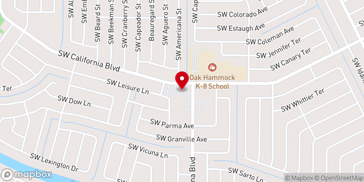 Map showing location of Church on the Rock