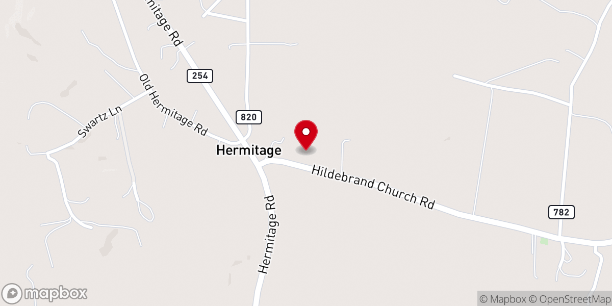 Map showing location of Hermitage Presbyterian Church