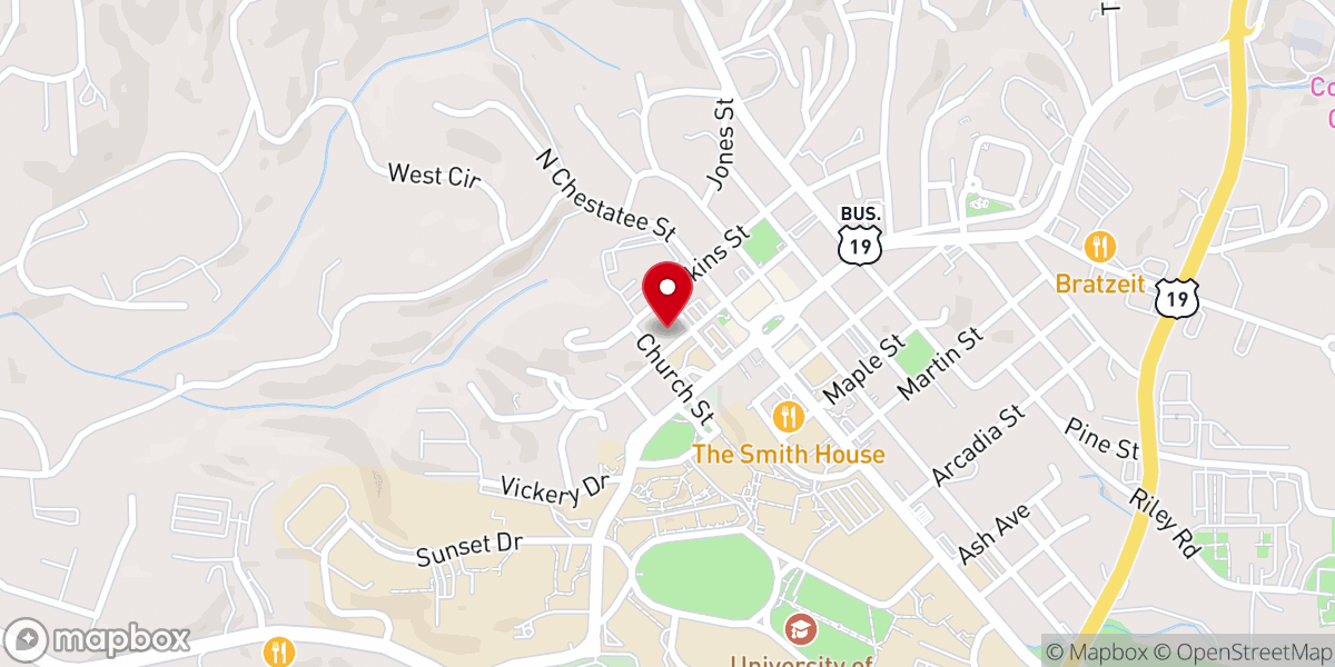 Map showing location of Dahlonega Presbyterian Church
