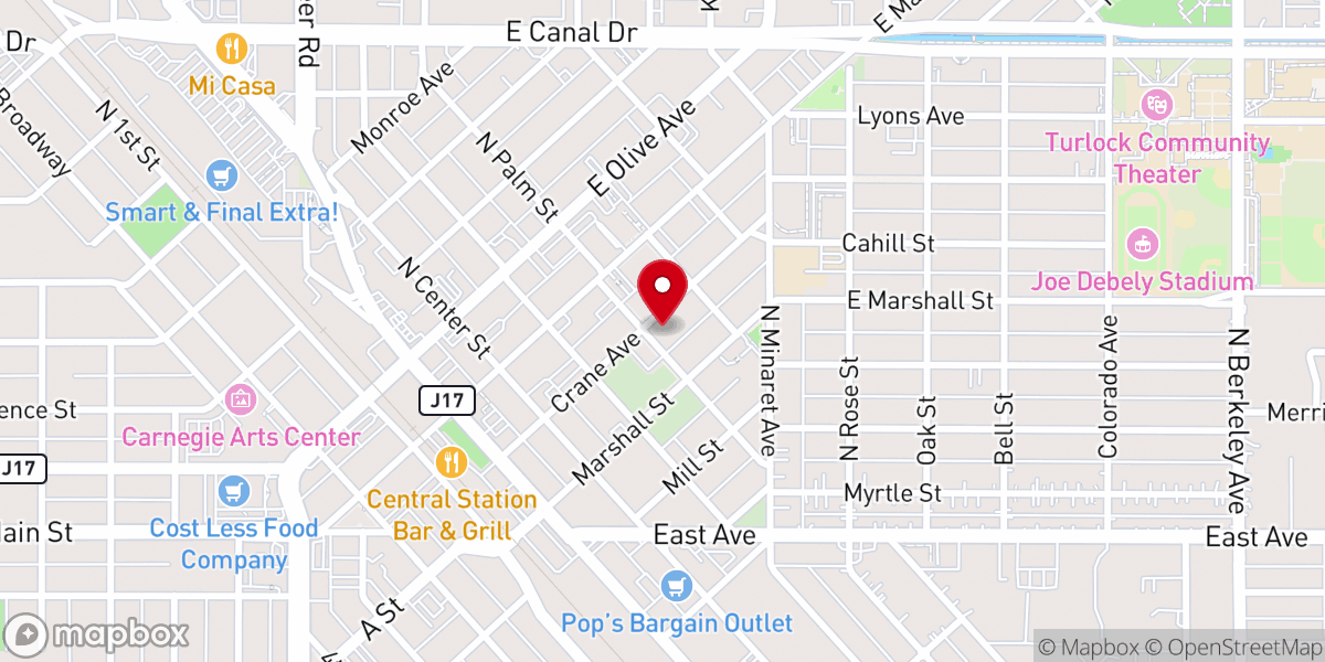Map showing location of Church of Christ Turlock