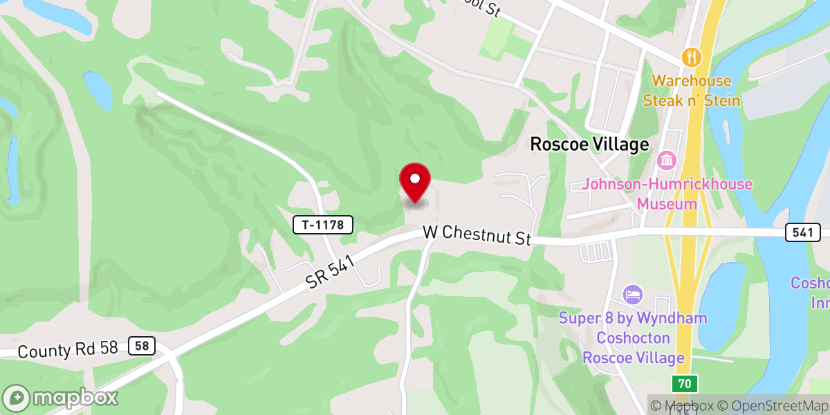 Map showing location of Coshocton Alliance Church
