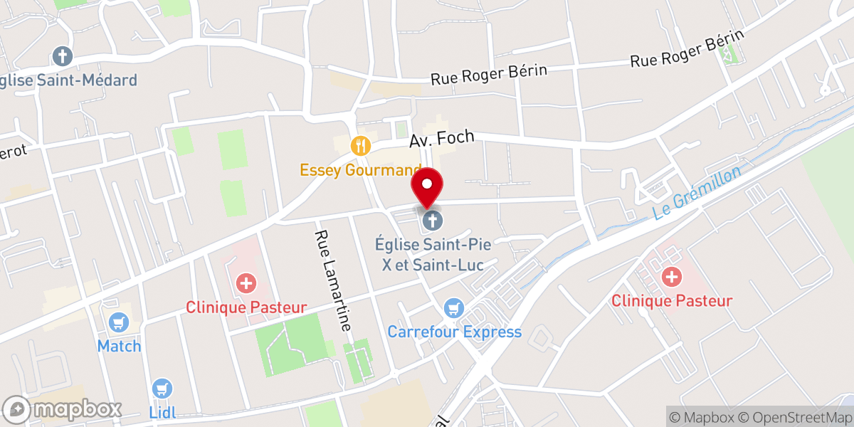 Map showing location of Église Saint Pie X