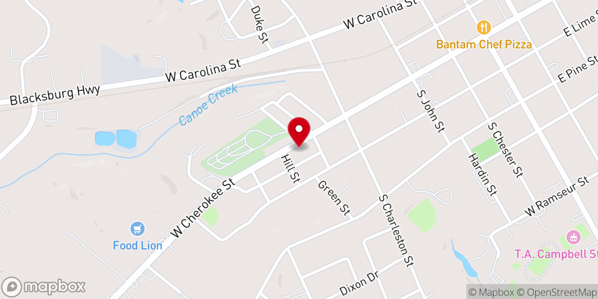 Map showing location of Blacksburg Church Of God