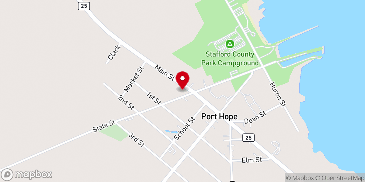 Map showing location of Port Hope United Methodist Church