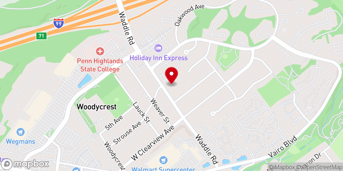 Map showing location of Oakwood Presbyterian Church
