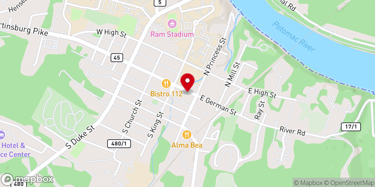 Map showing location of The Mecklenburg Inn