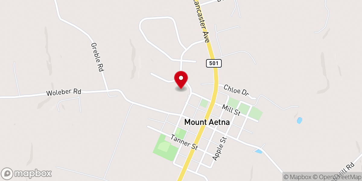 Map showing location of Mount Aetna Bible Church