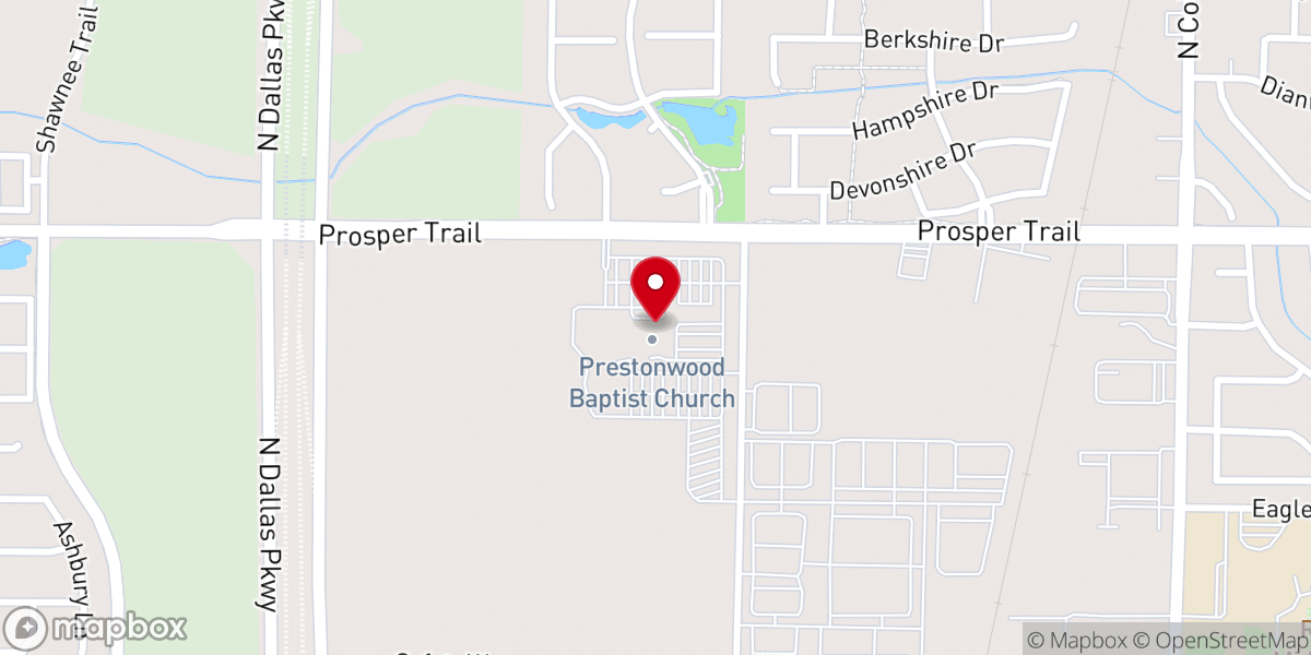 Map showing location of Prestonwood Baptist Church - North Campus