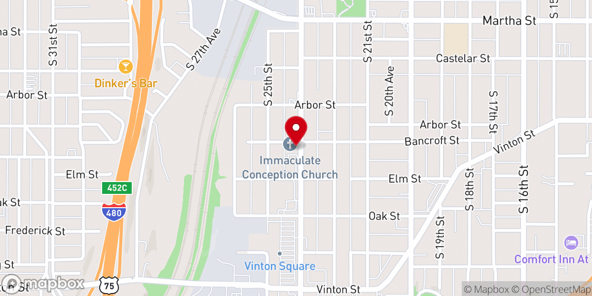 Map showing location of Immaculate Conception Catholic Church