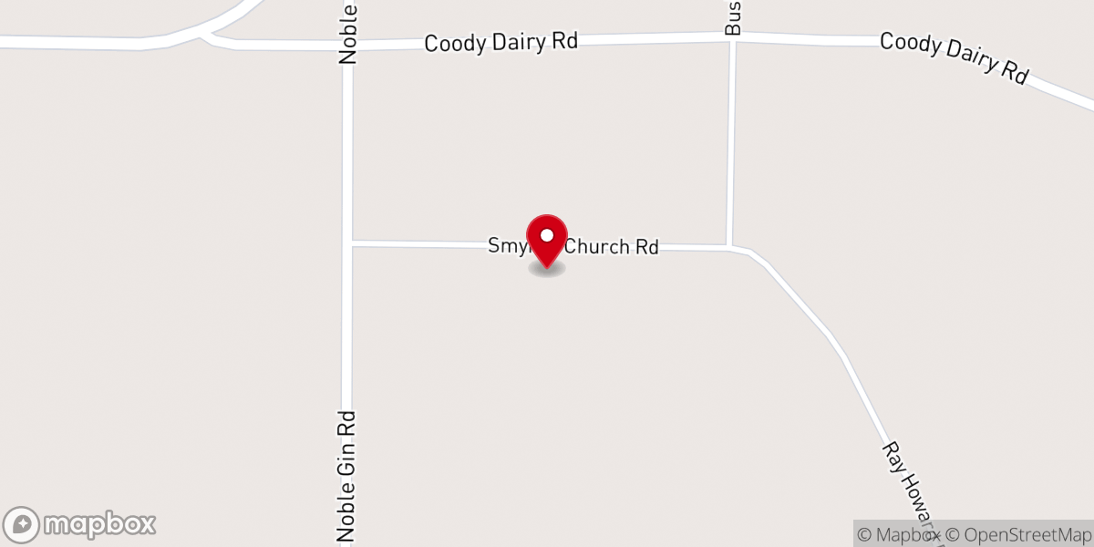 Map showing location of Smyrna Baptist Church