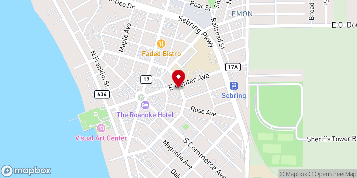 Map showing location of United Methodist Church, Seabring, Fl. 33879