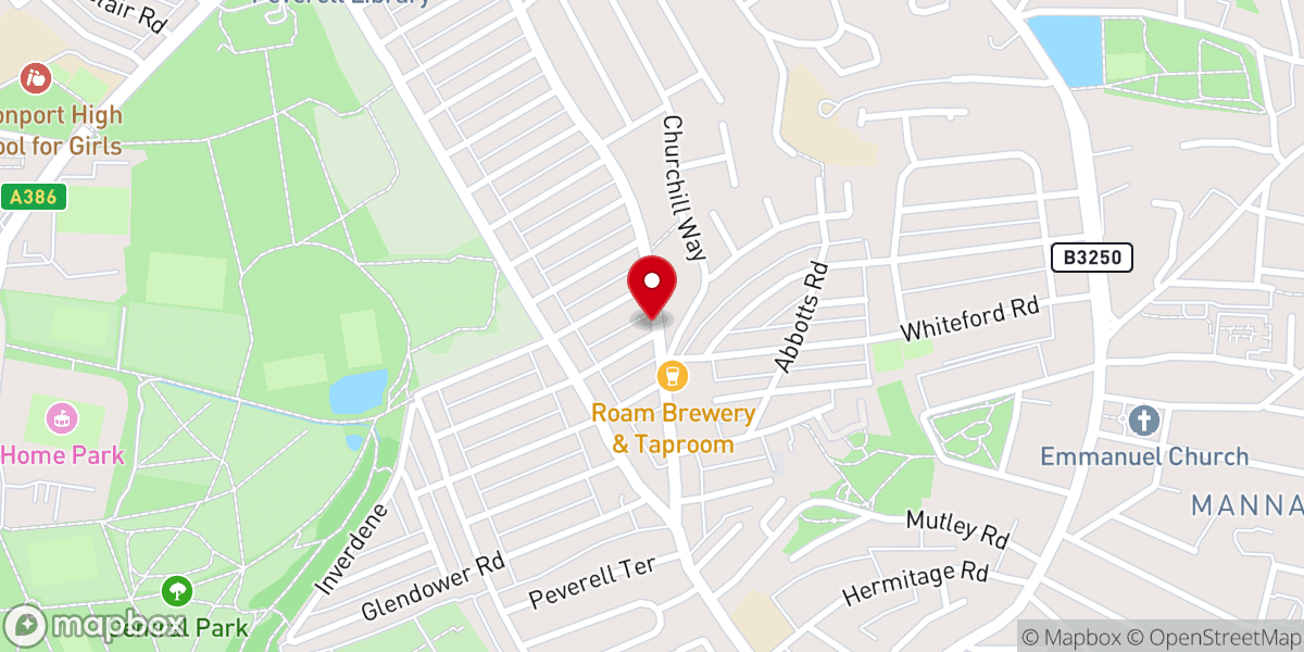 Map showing location of Peverell Community Church