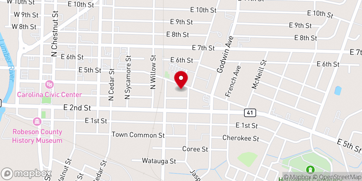 Map showing location of First Pentecostal Church