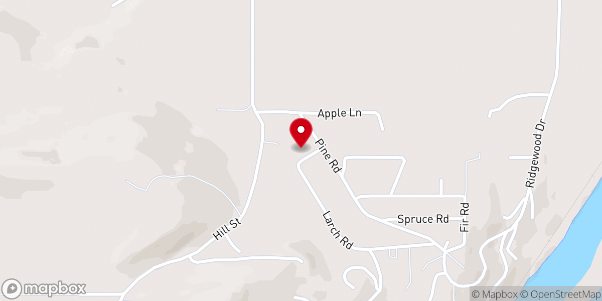 Map showing location of Pine Ridge Baptist Church
