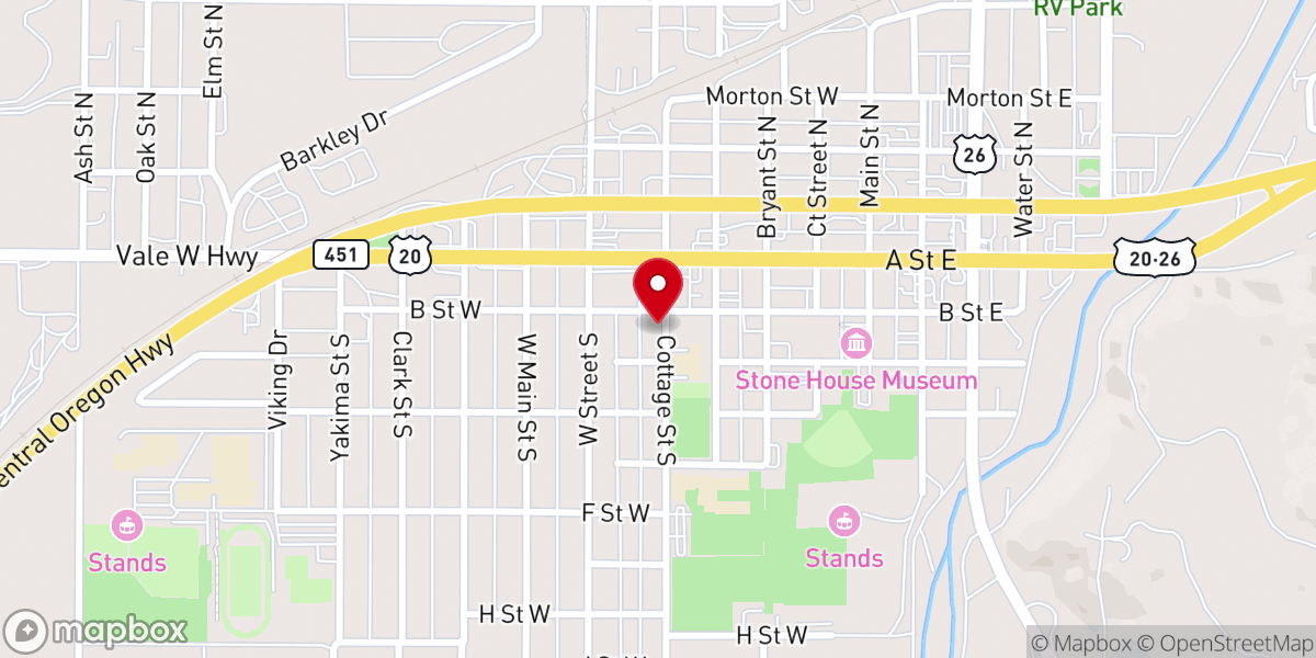Map showing location of Vale Community Methodist Church