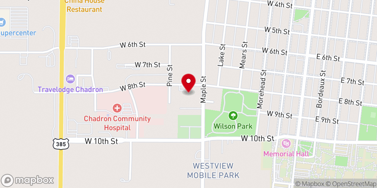 Map showing location of Northfield Church Chadron