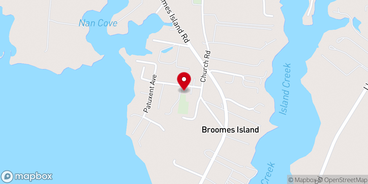 Map showing location of Brooms Island Community Center