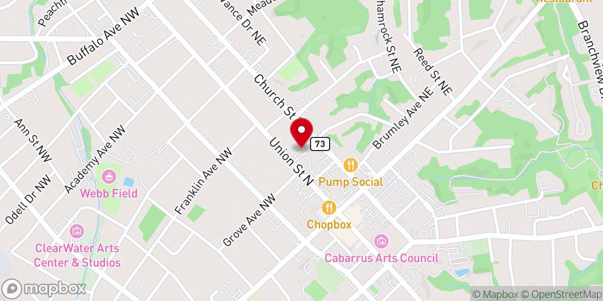 Map showing location of First Presbyterian Church