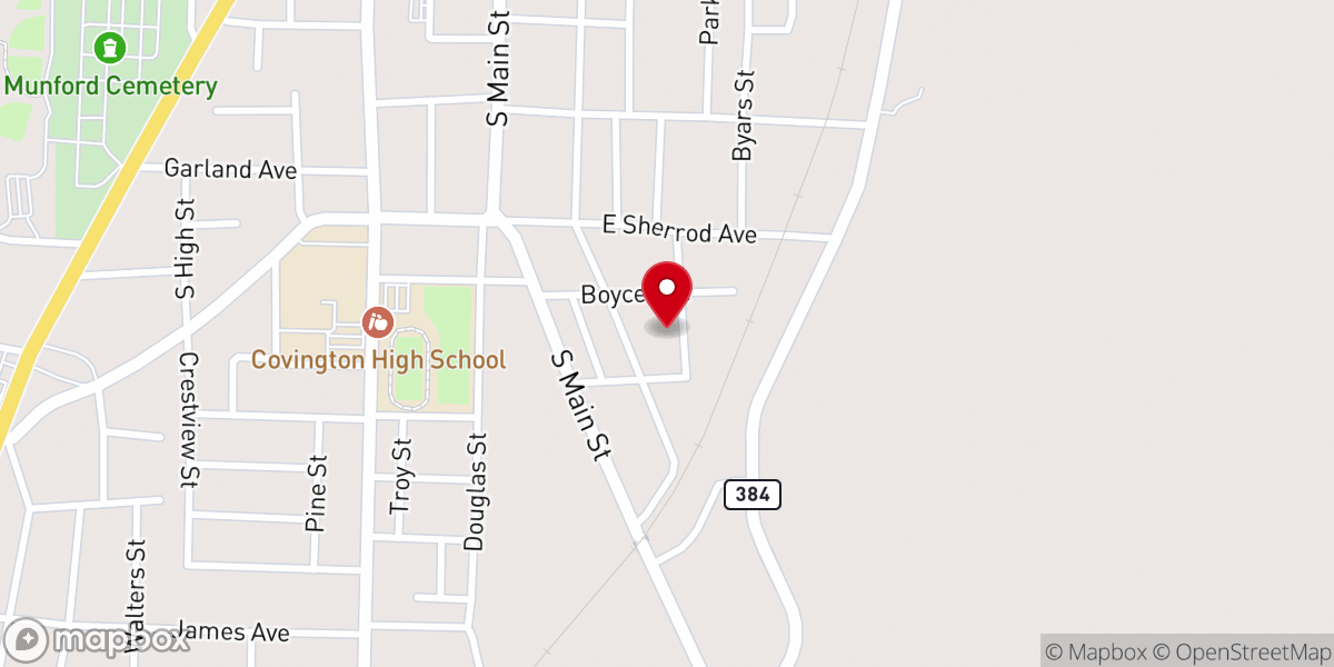 Map showing location of Cannon Grove Baptist Church