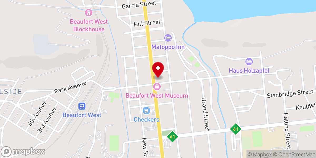 Map showing location of Beaufort West NGK Dutch Reformed Church