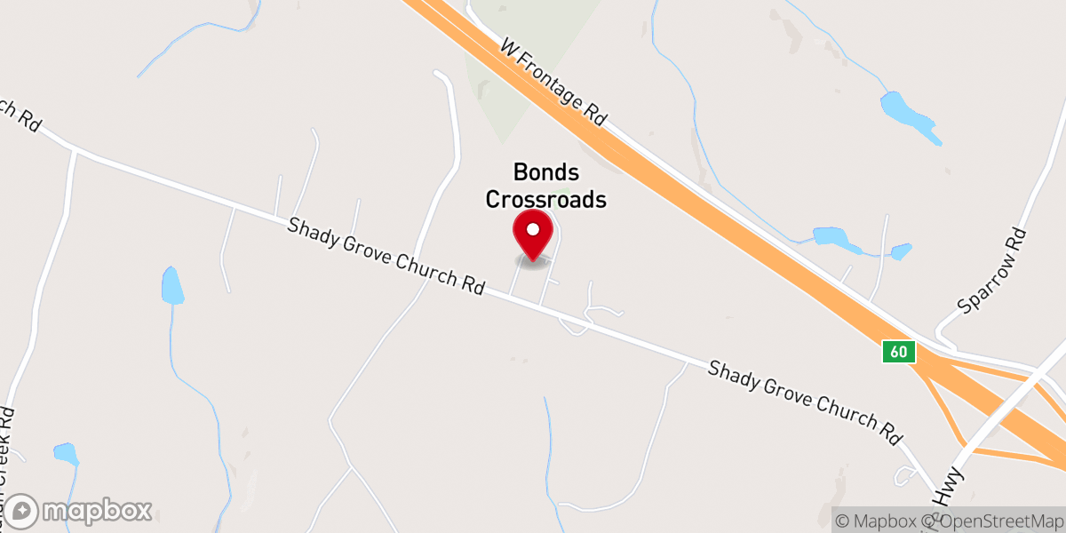 Map showing location of Shady Grove Presbyterian Church