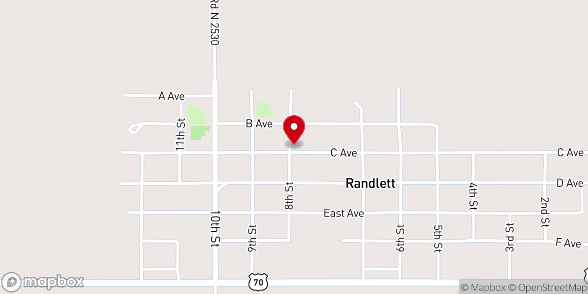 Map showing location of Randlett Baptist Church