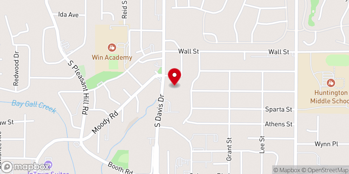 Map showing location of New Haven Baptist Church